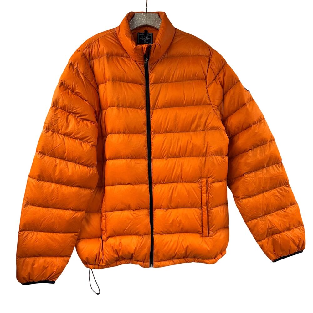 Abercrombie & Fitch Orange Puffer Jacket Down Filled FullZip Waterproof Packable